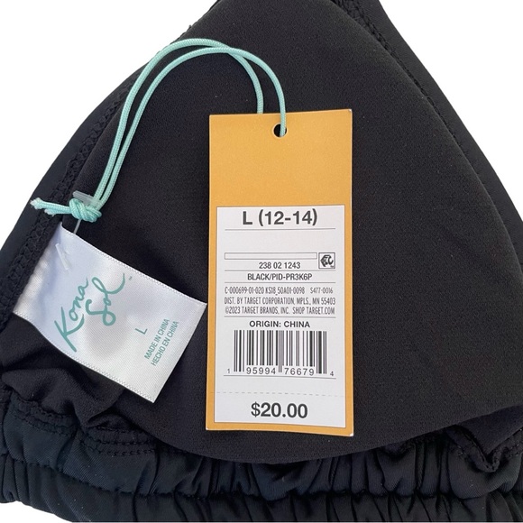 KONA SOL DOUBLE TUNNEL BIKINI TOP. BLACK. LARGE. - Picture 10 of 10